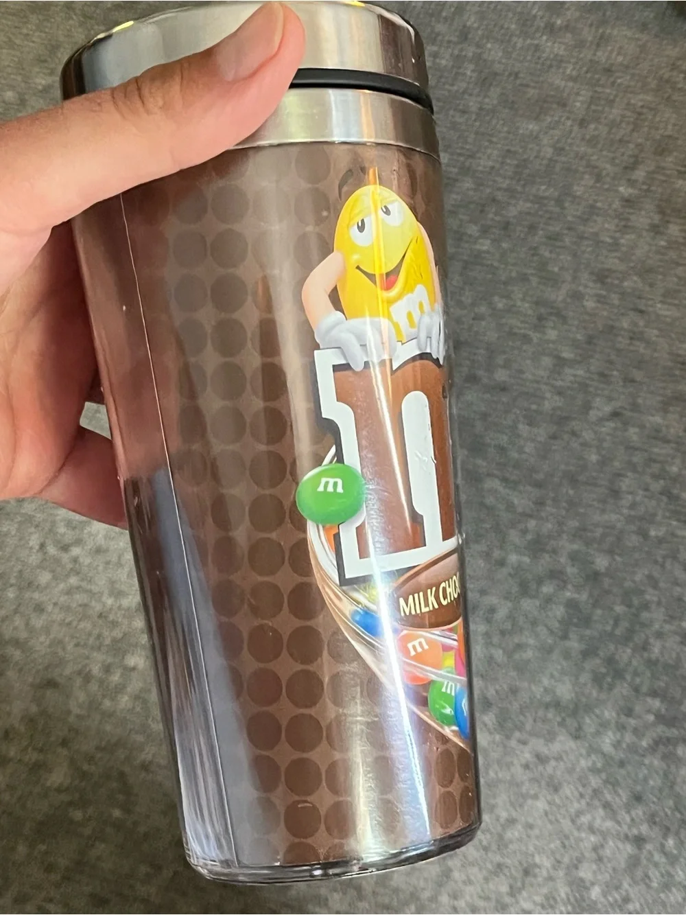 2013 M&M’s Candy Insulated Coffee Cup Brown - used - Advertising 2215